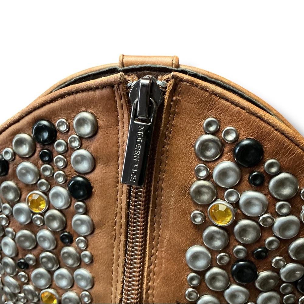 Modern Vice Brown Studded Heeled Boots - Picture 7 of 12